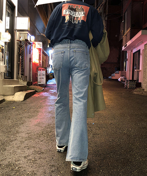 Vintage processed flare denim pants NZK1934
