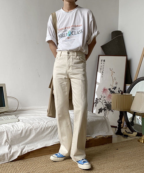Vintage processed flare denim pants NZK1934