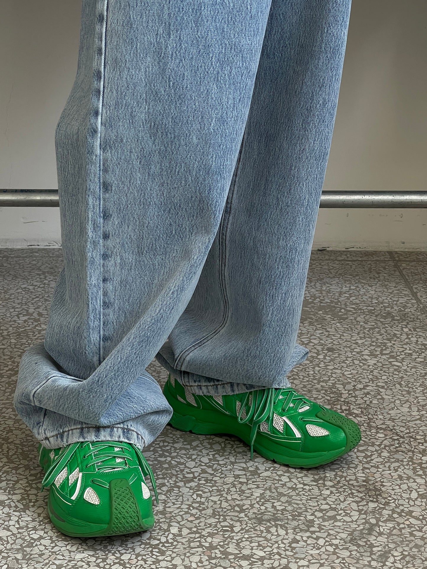 Wide straight silhouette high waist denim pants NZK5020