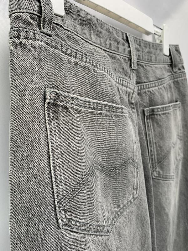 Wide straight silhouette high waist denim pants NZK5020