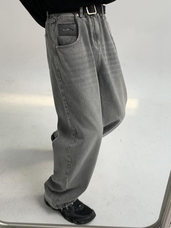 Wide straight silhouette high waist denim pants NZK5020