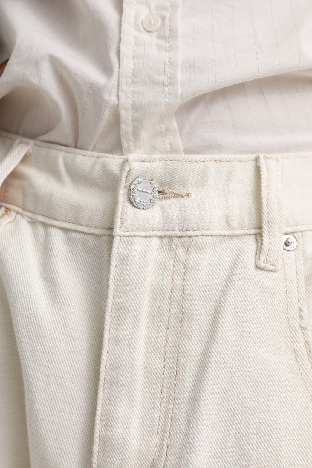 Wide straight silhouette high waist denim pants NZK5020