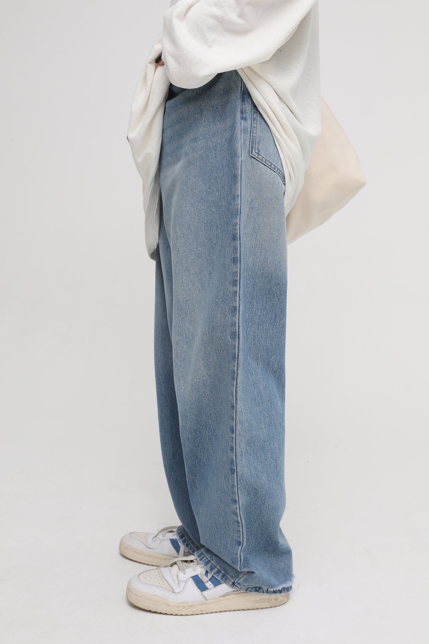 裾ダメージワイドシルエットデニムパンツ NZK5051