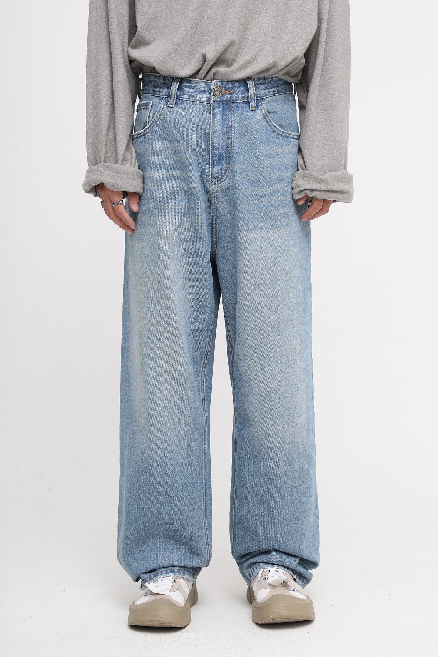 裾ダメージワイドシルエットデニムパンツ NZK5051