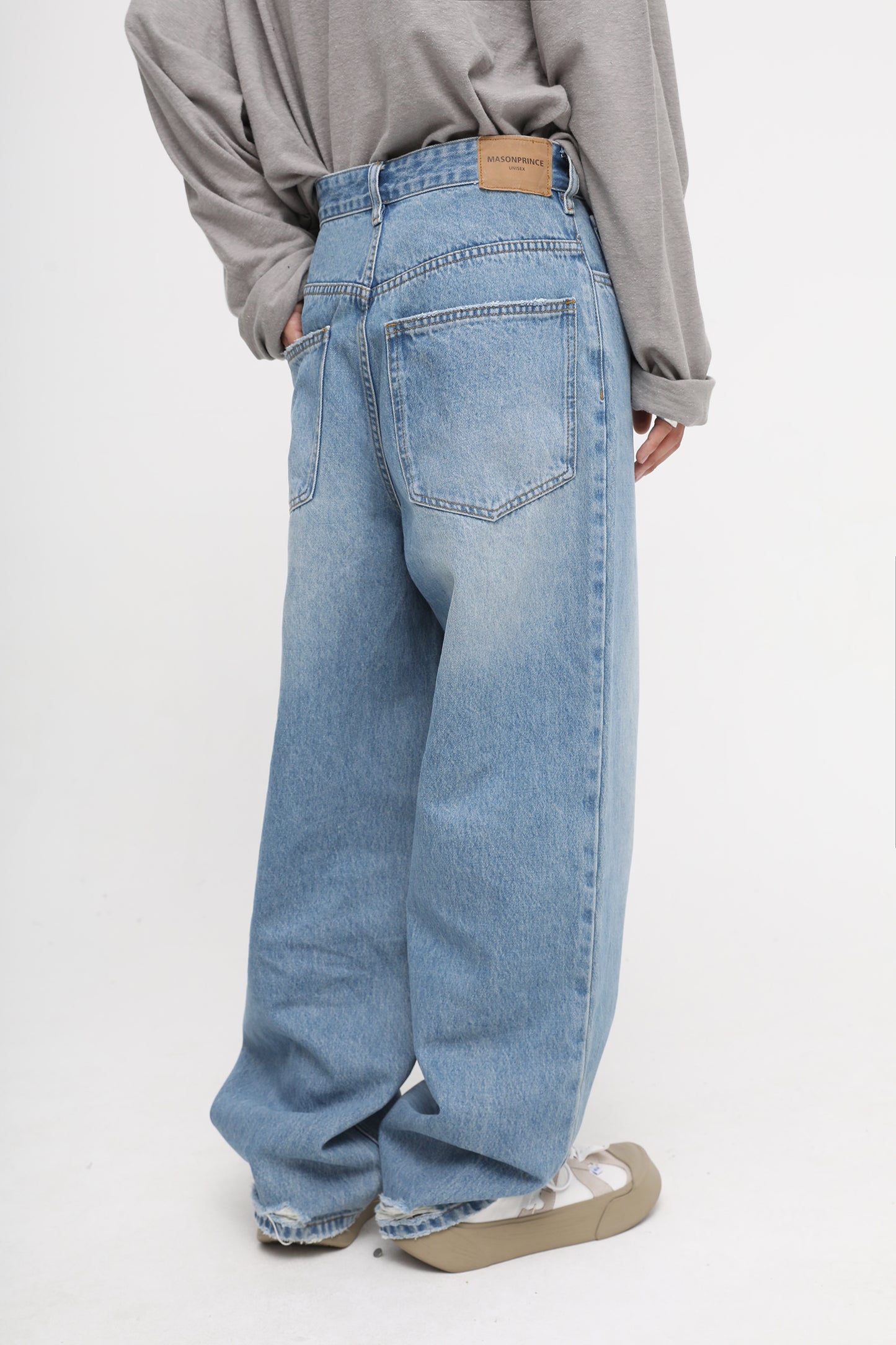 裾ダメージワイドシルエットデニムパンツ NZK5051