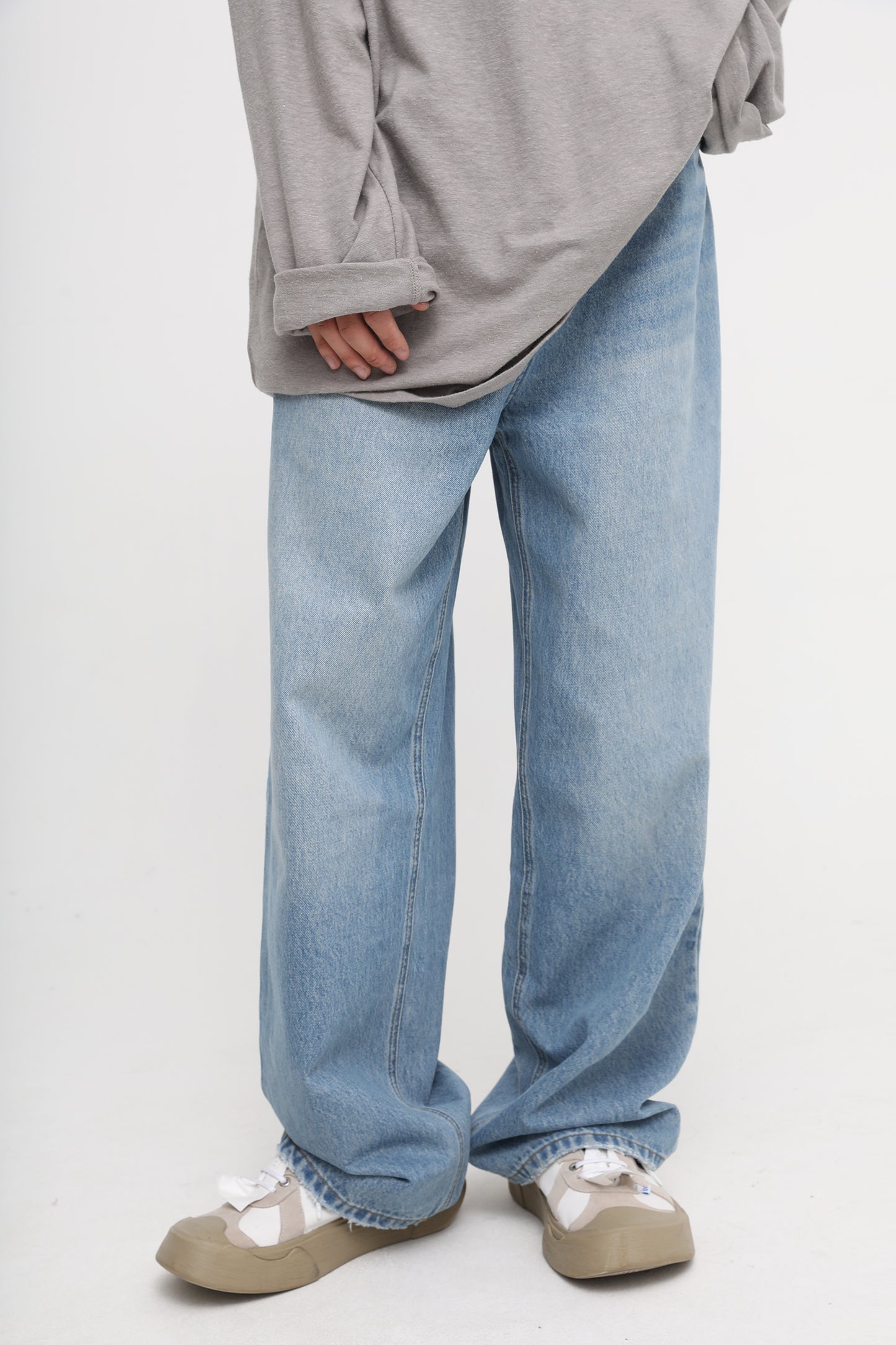 裾ダメージワイドシルエットデニムパンツ NZK5051