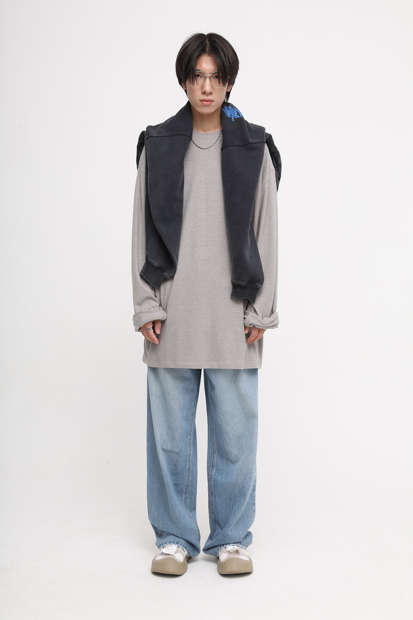 裾ダメージワイドシルエットデニムパンツ NZK5051