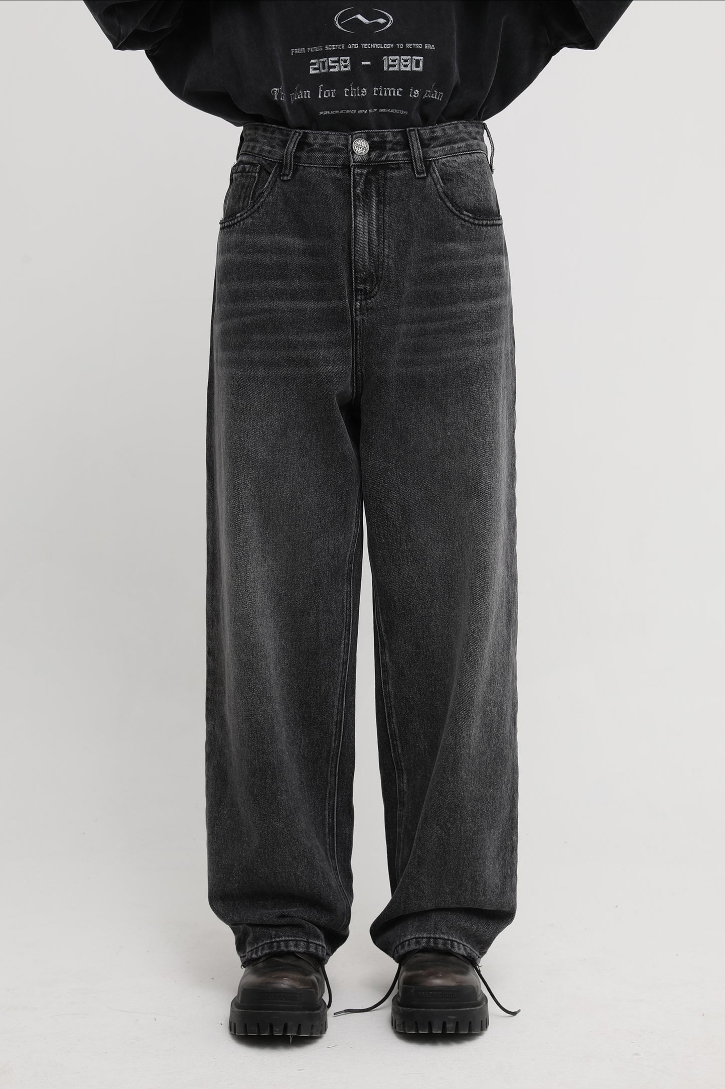 裾ダメージワイドシルエットデニムパンツ NZK5051