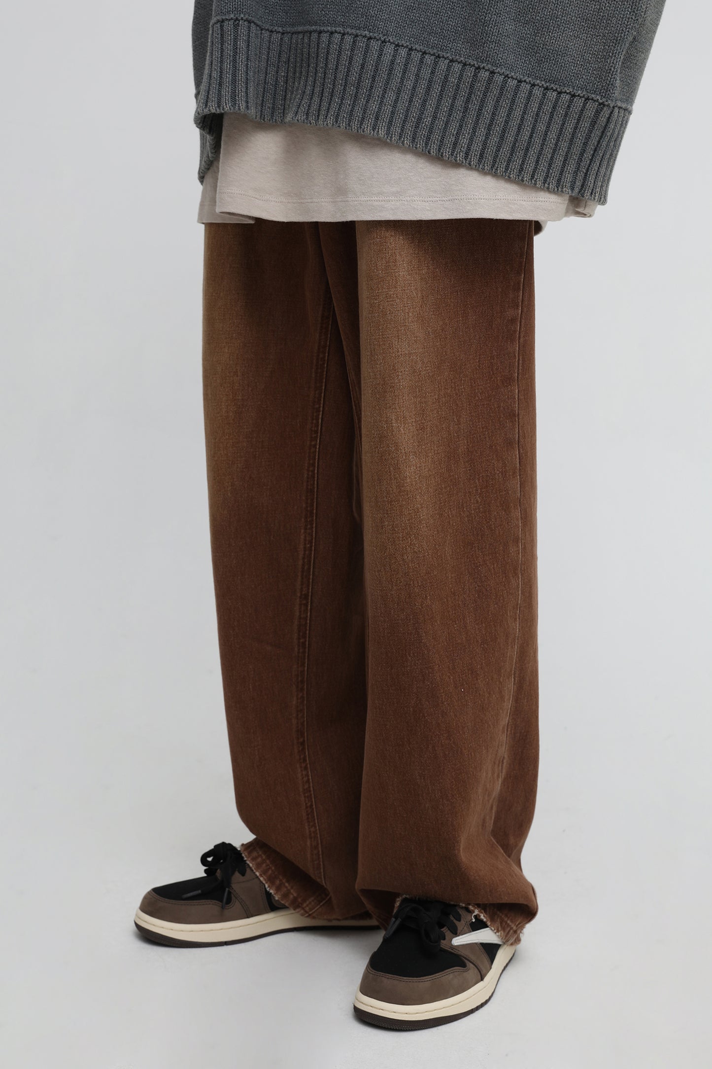 裾ダメージワイドシルエットデニムパンツ NZK5051
