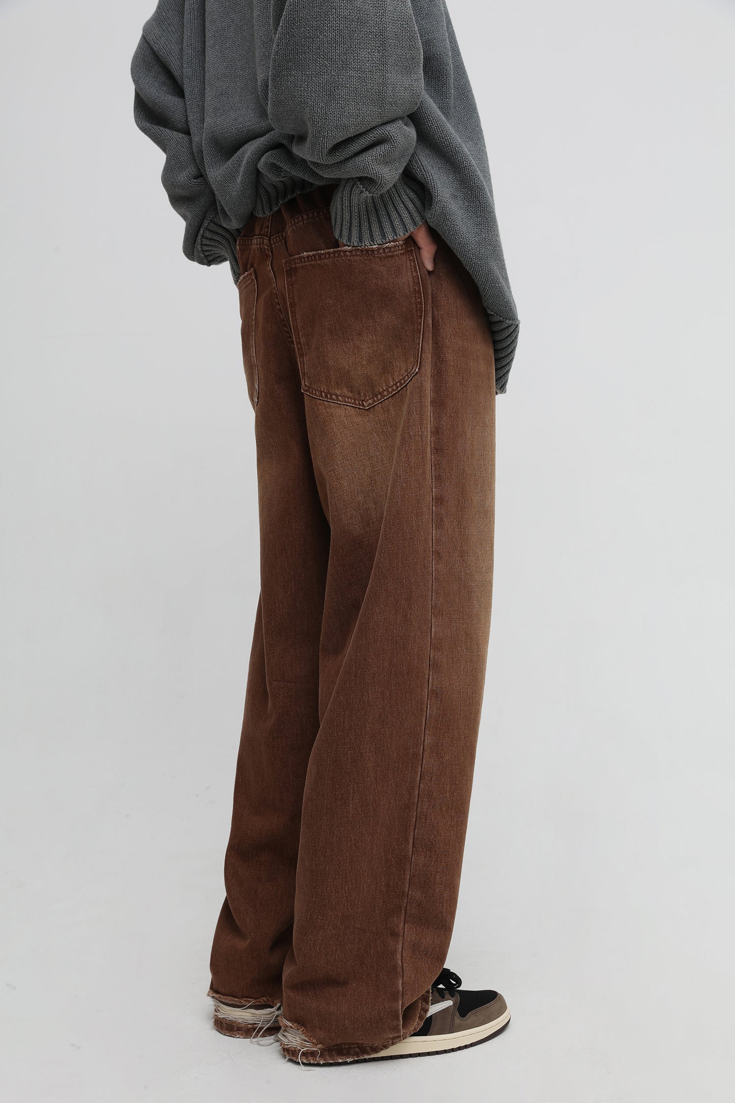 裾ダメージワイドシルエットデニムパンツ NZK5051
