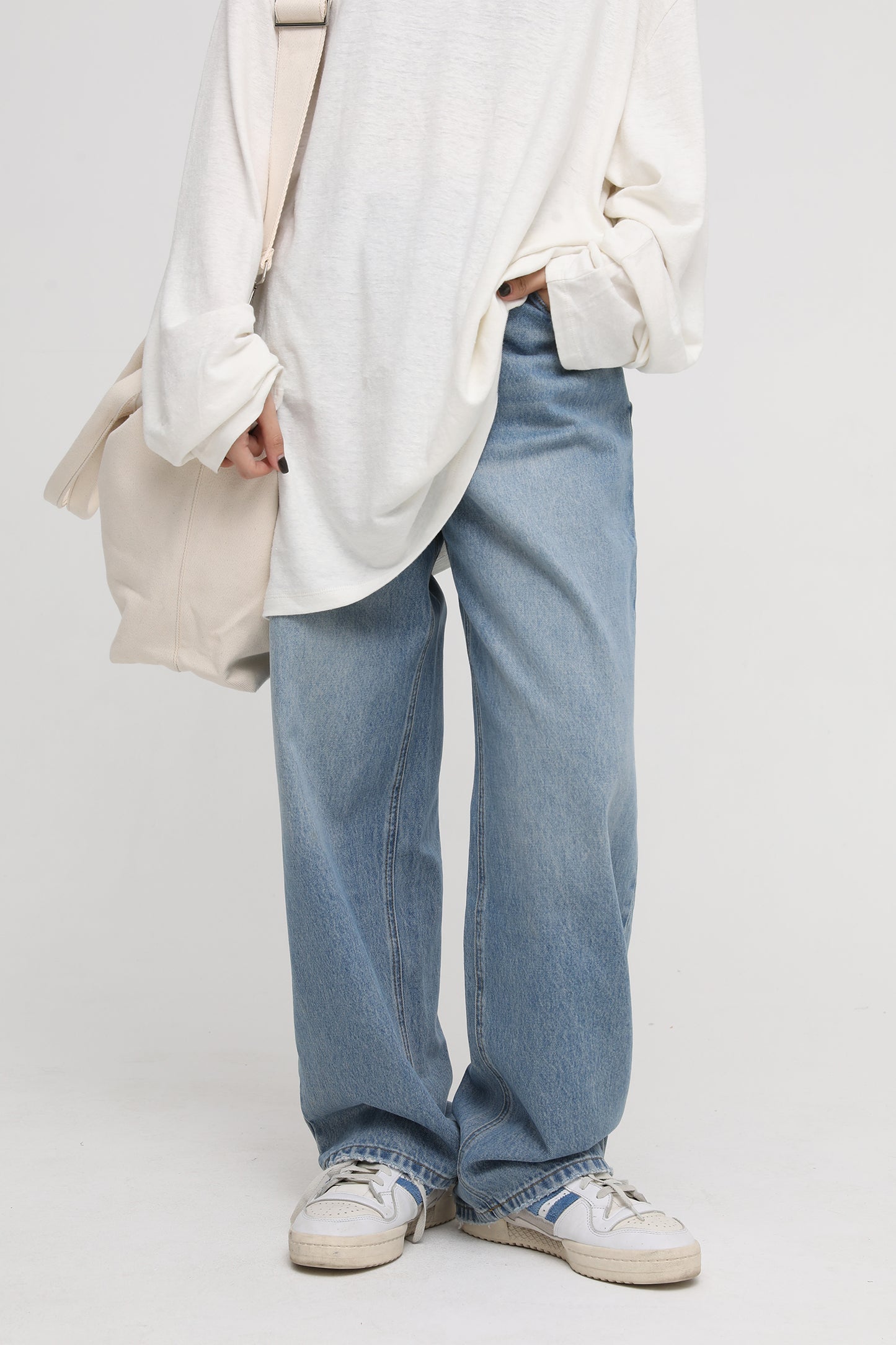 裾ダメージワイドシルエットデニムパンツ NZK5051
