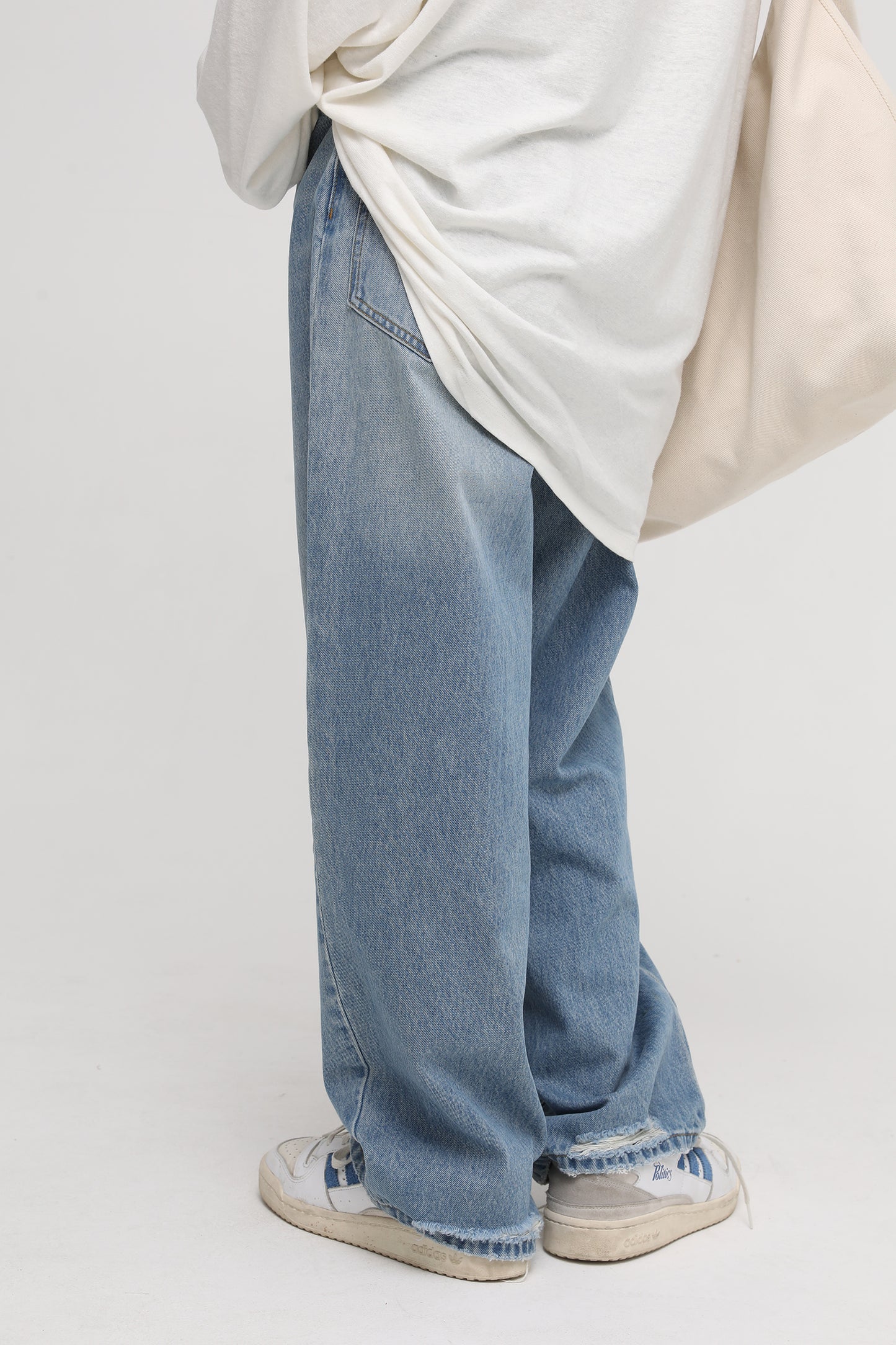 裾ダメージワイドシルエットデニムパンツ NZK5051