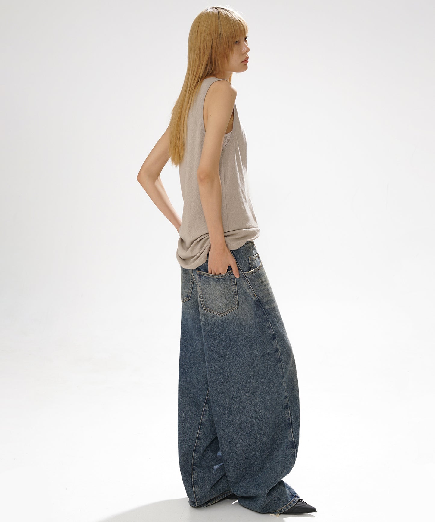 ルーズフィット 裾ダメージ デニムパンツ NZK6222【MASONPRINCE】【2025SS】