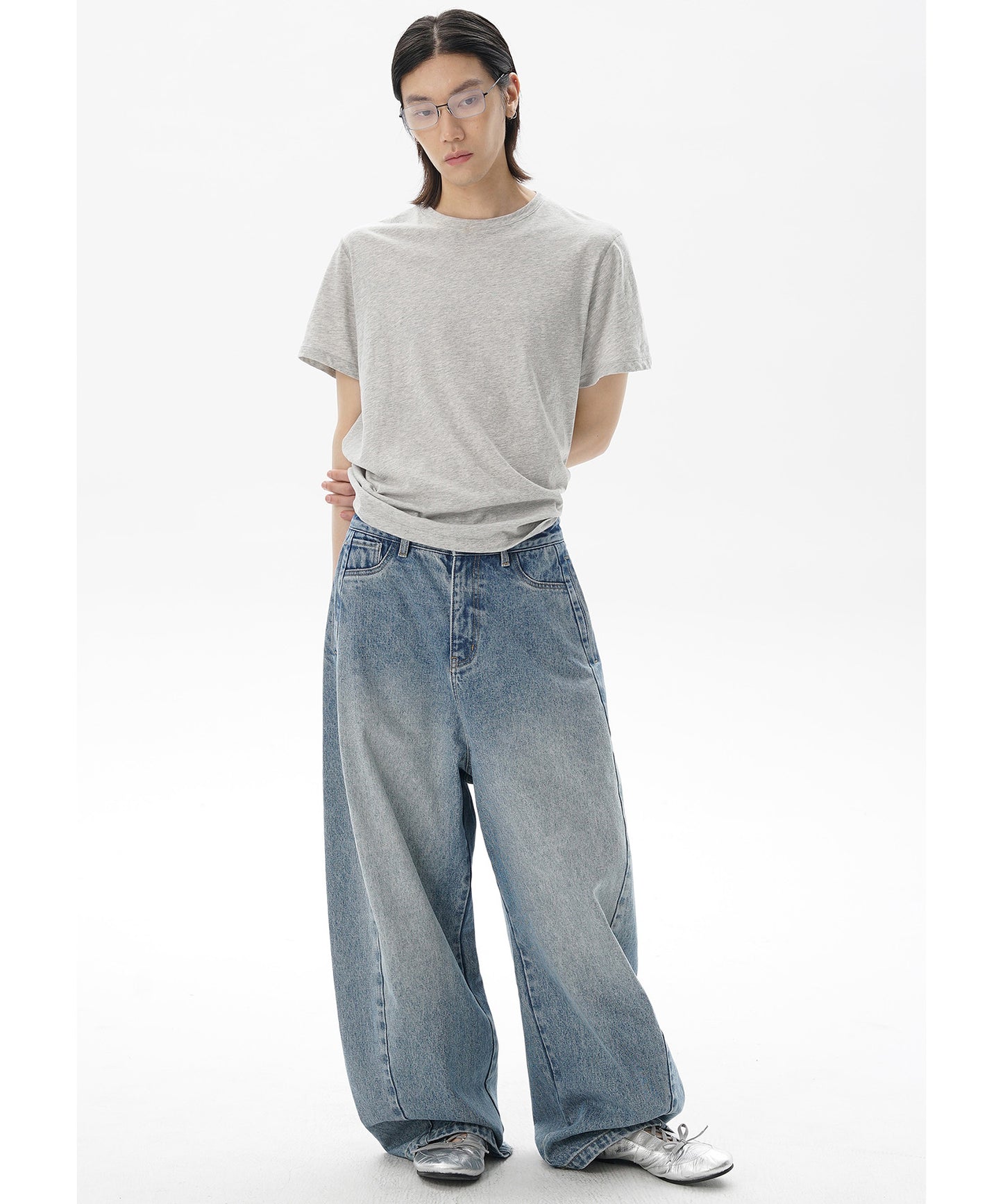 ルーズフィット サイドポケット シミター デニムパンツ NZK6231【MASONPRINCE】【2025SS】