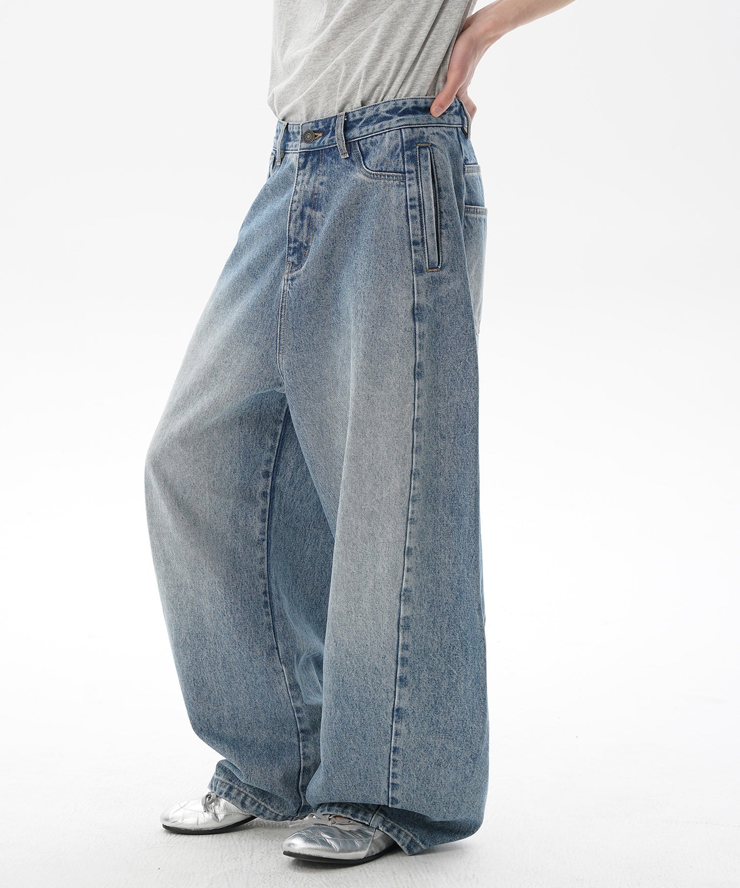 ルーズフィット サイドポケット シミター デニムパンツ NZK6231【MASONPRINCE】【2025SS】