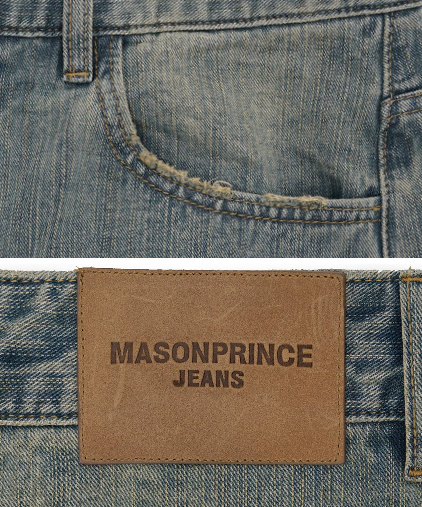 ルーズフィット レトロブルー ダメージ加工 デニムパンツ NZK6232【MASONPRINCE】【2025SS】