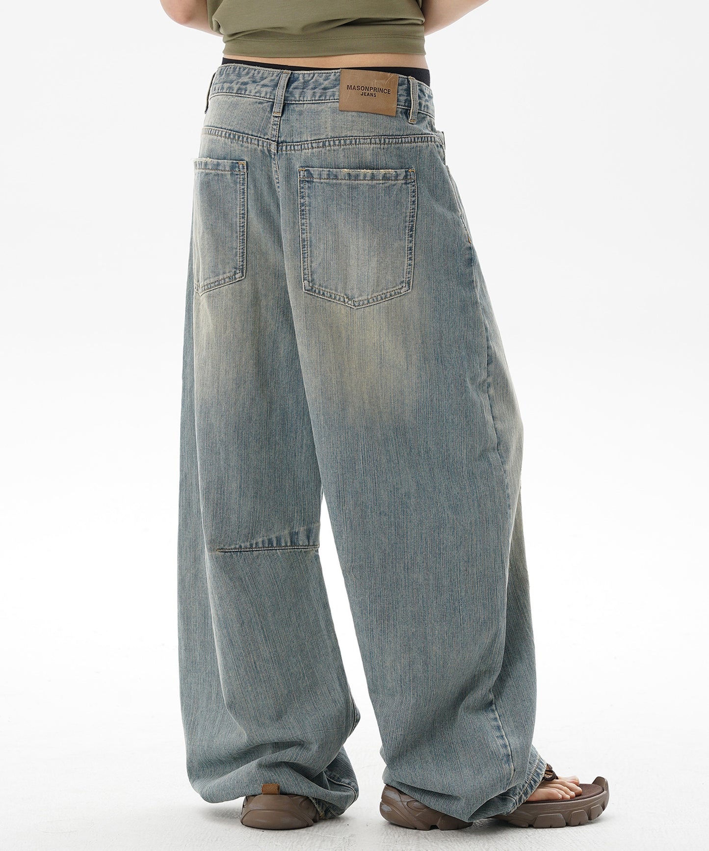 ルーズフィット レトロブルー ダメージ加工 デニムパンツ NZK6232【MASONPRINCE】【2025SS】