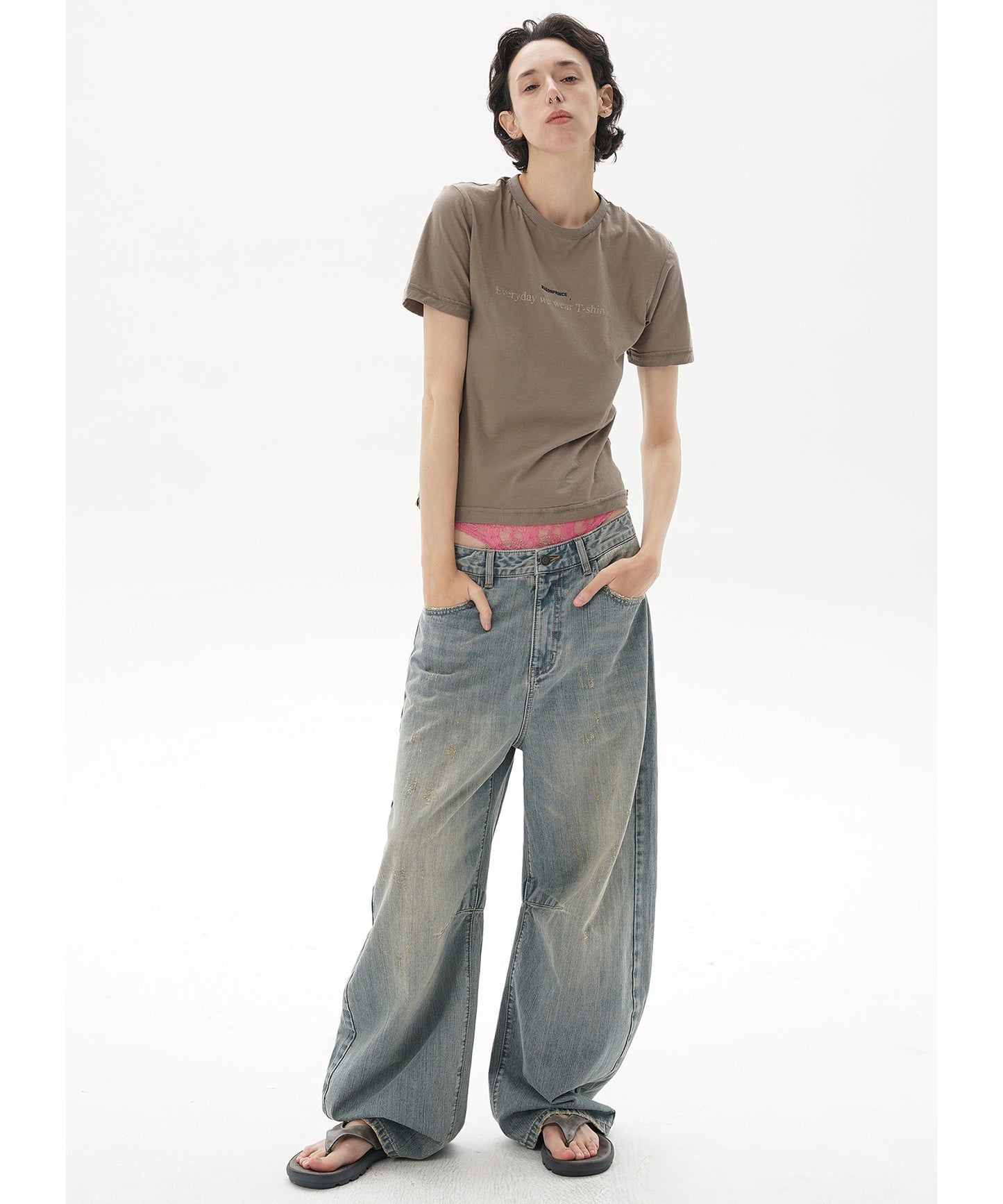 ルーズフィット レトロブルー ダメージ加工 デニムパンツ NZK6232【MASONPRINCE】【2025SS】
