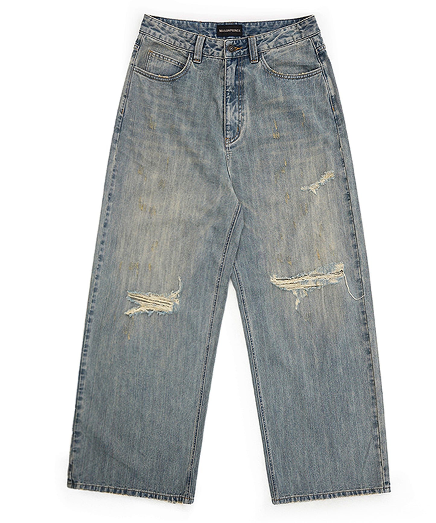 ルーズフィット レトロブルー ダメージ加工 デニムパンツ NZK6234【MASONPRINCE】【2025SS】