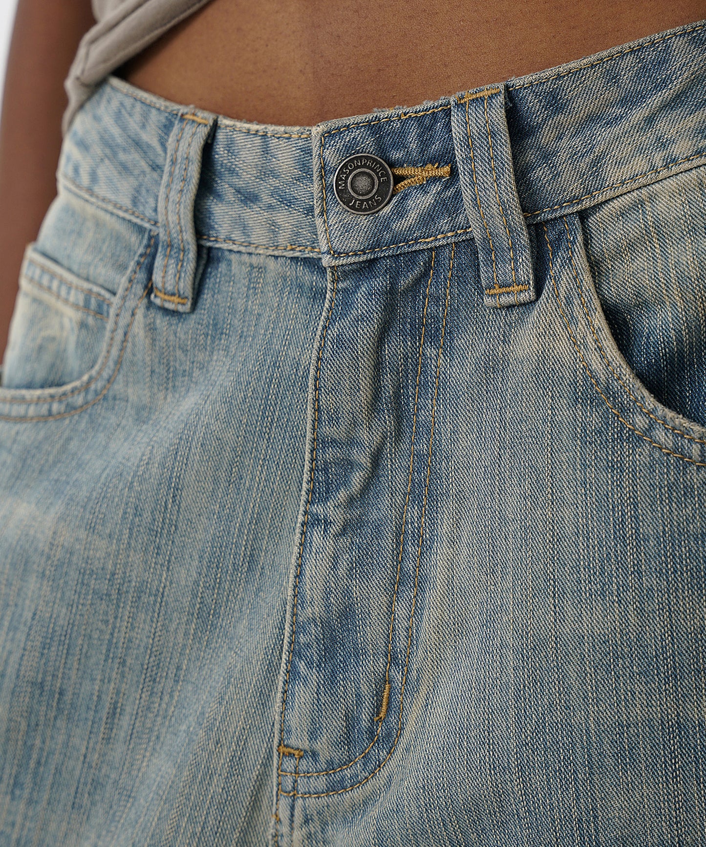 ルーズフィット レトロブルー ダメージ加工 デニムパンツ NZK6234【MASONPRINCE】【2025SS】