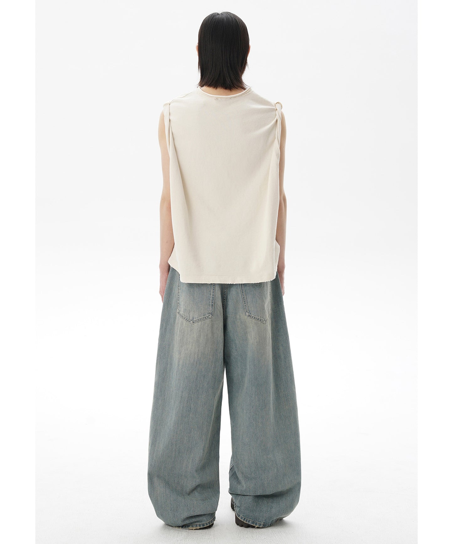 ルーズフィット レトロブルー ダメージ加工 デニムパンツ NZK6234【MASONPRINCE】【2025SS】
