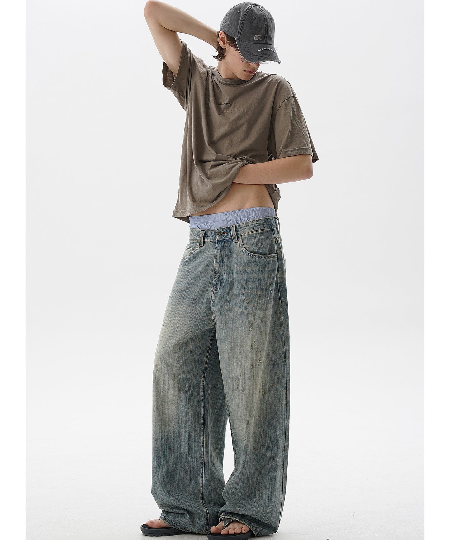 ルーズフィット レトロブルー デニムパンツ NZK6235【MASONPRINCE】【2025SS】