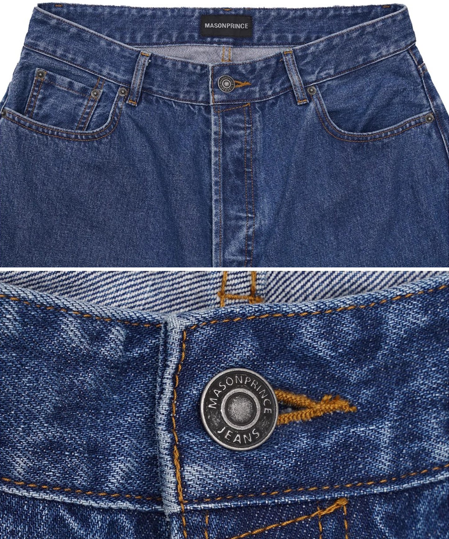 【SALE 30%OFF_特別価格適用※カートに入れるとセール価格が適用されます※】ルーズフィット レトロダークブルー ワイドストレート デニムパンツ NZK6238【MASONPRINCE】【2025SS】