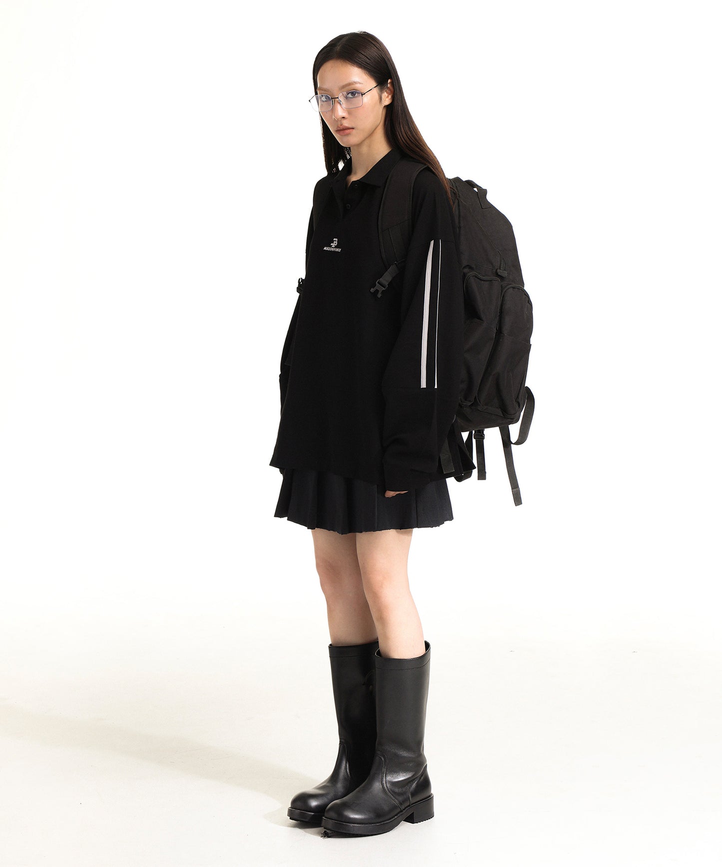 Oversized sleeve line game shirt long sleeve polo shirt PL3018