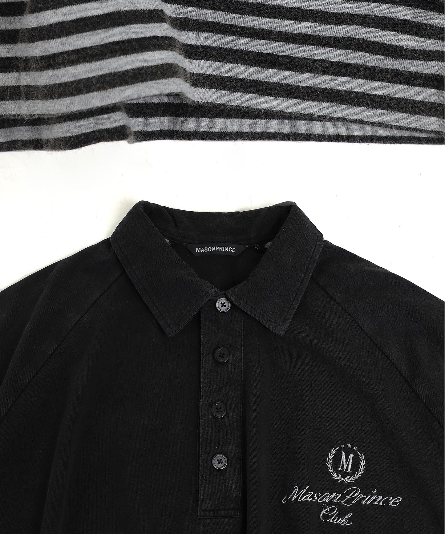 Oversized layered design long sleeve polo shirt PL3019