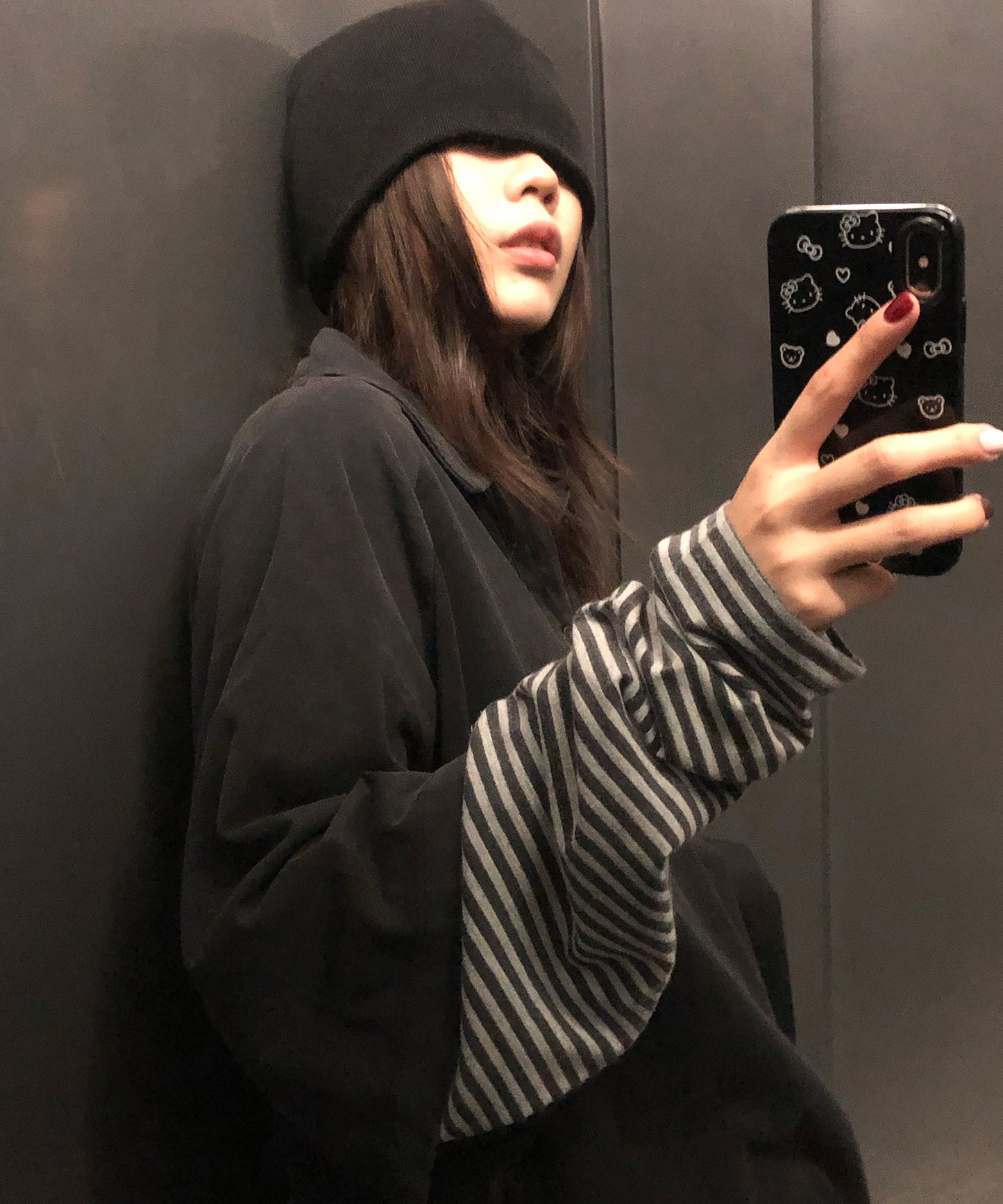 Oversized layered design long sleeve polo shirt PL3019