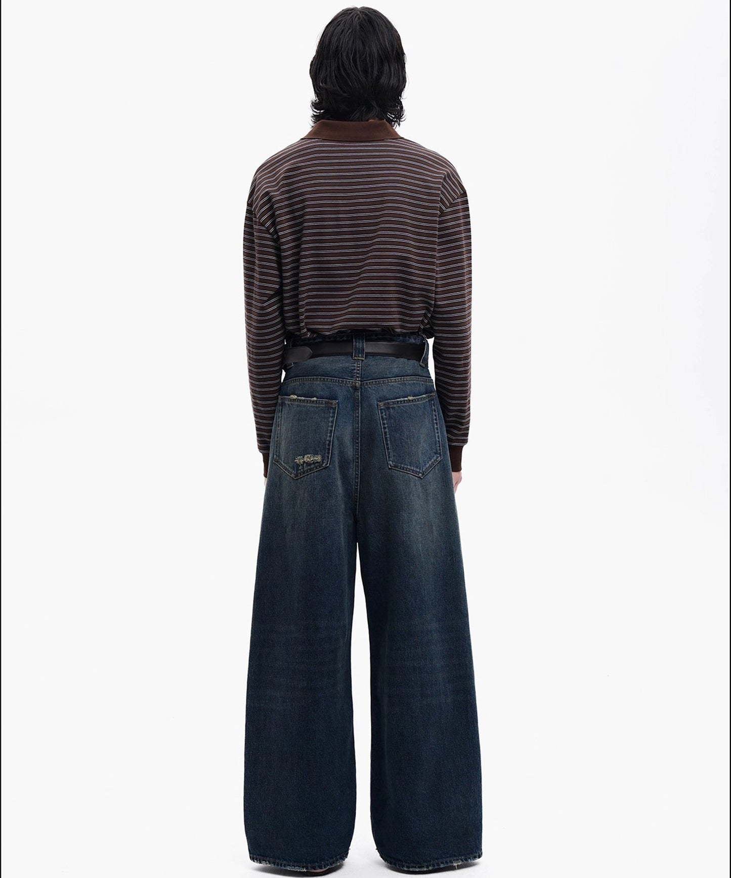 オーバーサイズ フェイクタイ ボーダー ポロシャツ PL3047【MASONPRINCE】【2025AW】