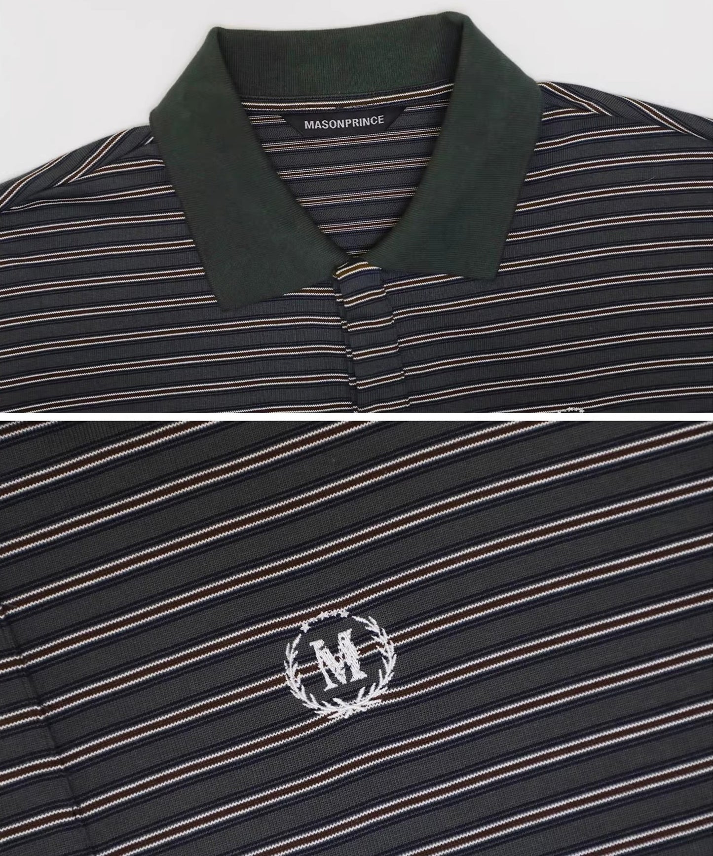 オーバーサイズ フェイクタイ ボーダー ポロシャツ PL3047【MASONPRINCE】【2025AW】