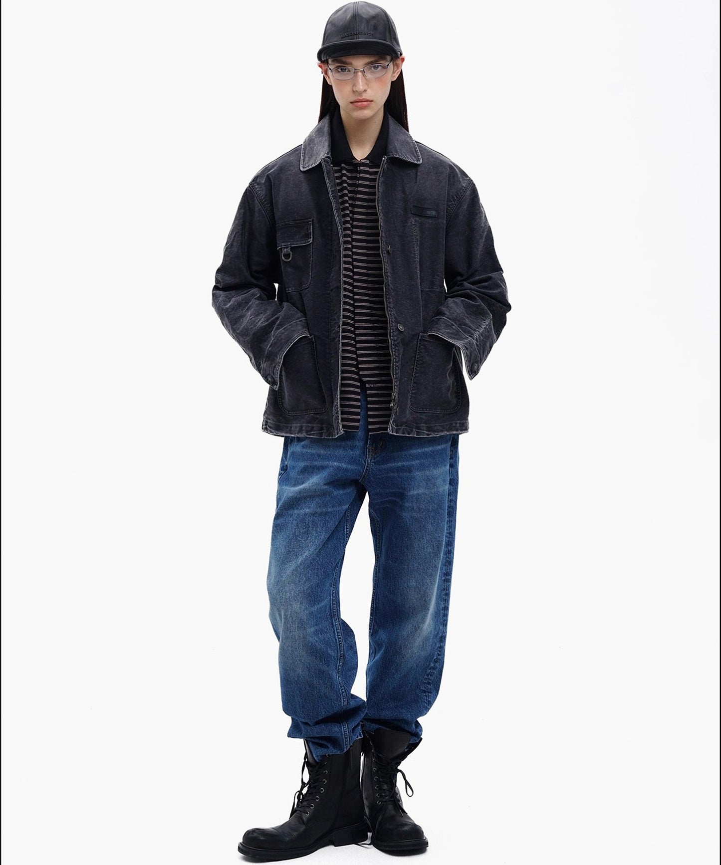 オーバーサイズ フェイクタイ ボーダー ポロシャツ PL3047【MASONPRINCE】【2025AW】
