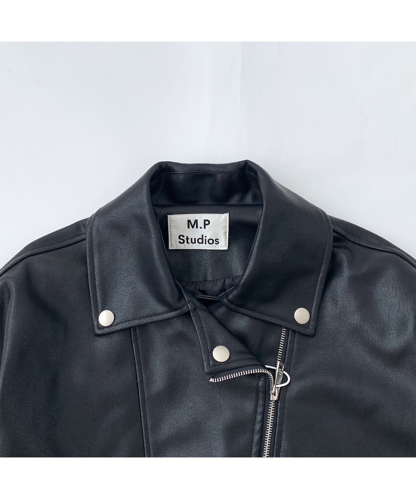 Oversized big pocket PU leather rider jacket PY1806