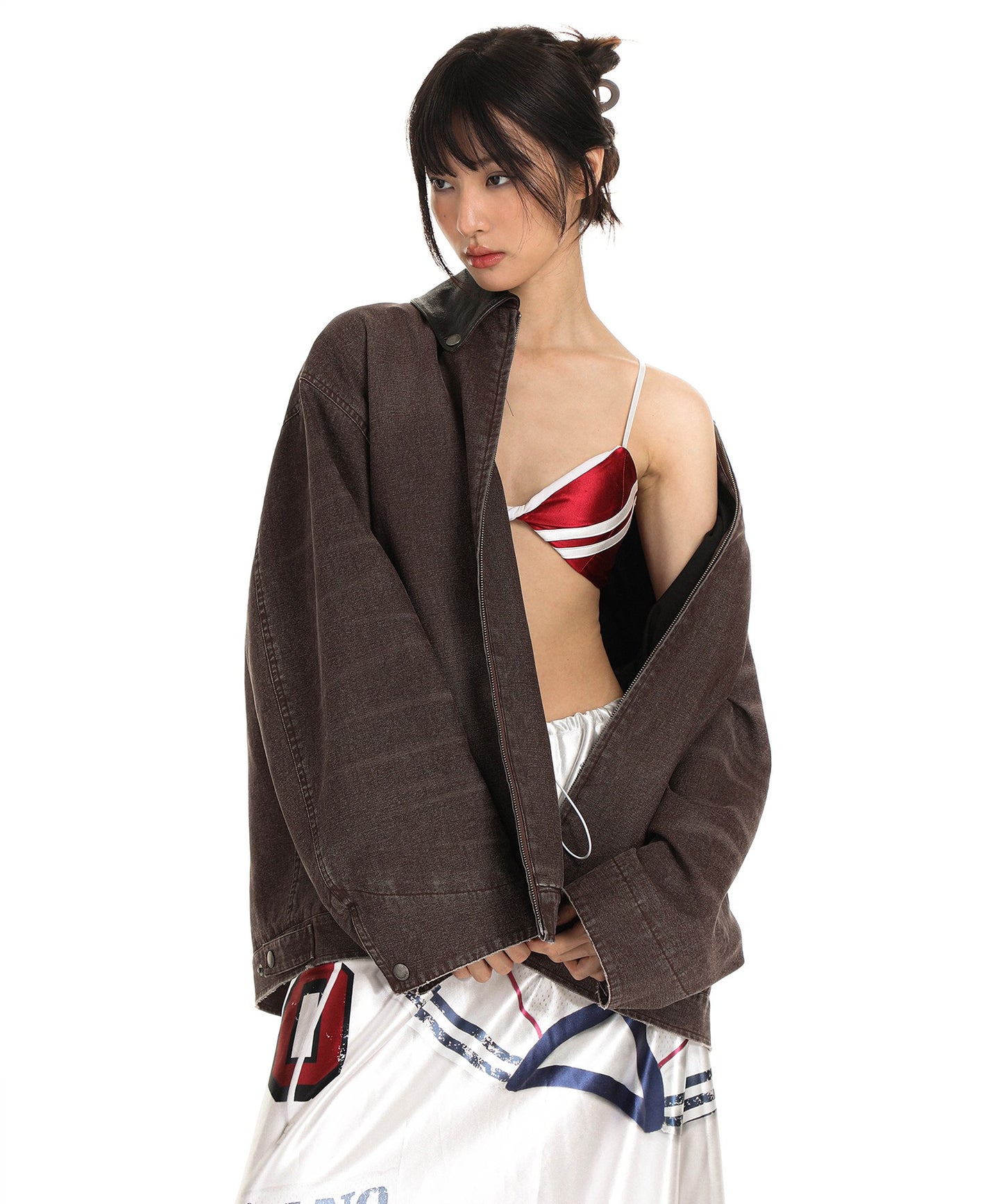 【SALE 50%OFF_特別価格適用※カートに入れるとセール価格が適用されます※】オーバーサイズ 襟レザー ミリタリージャケット WT4253【MASONPRINCE】