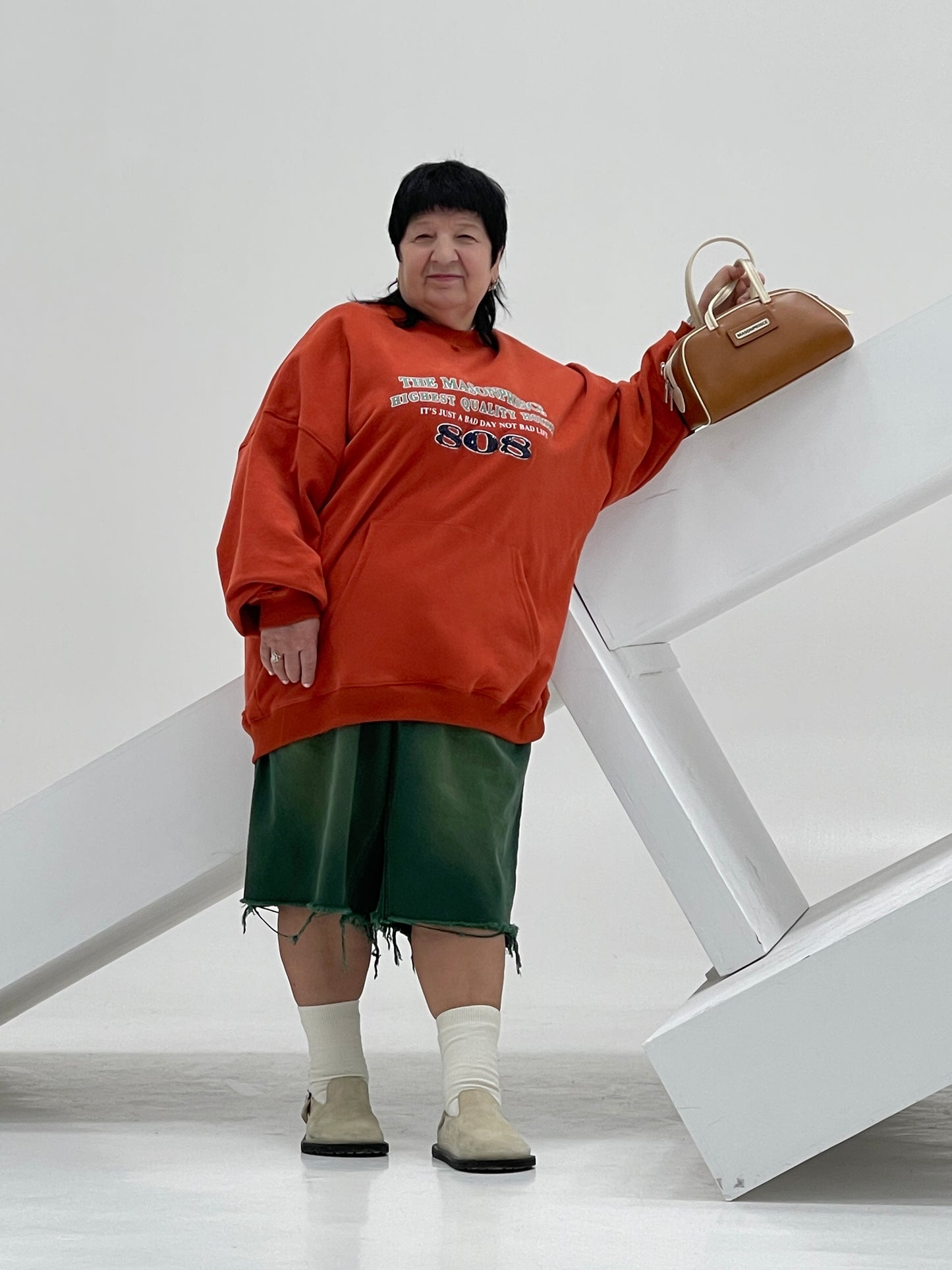 Oversized kangaroo pocket distressed sweatshirt WY6098