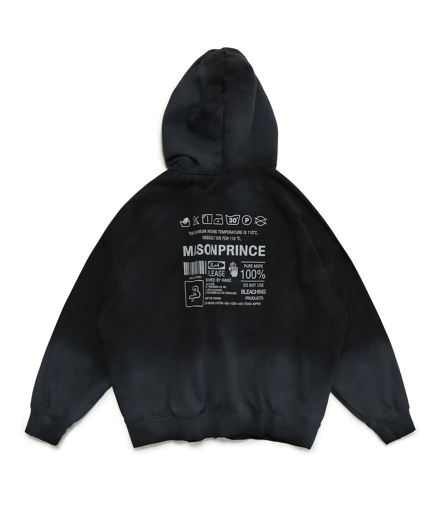 品質タグプリント ダブルZIPパーカー WY6216【MASONPRINCE × THE GOD PARTICLE】