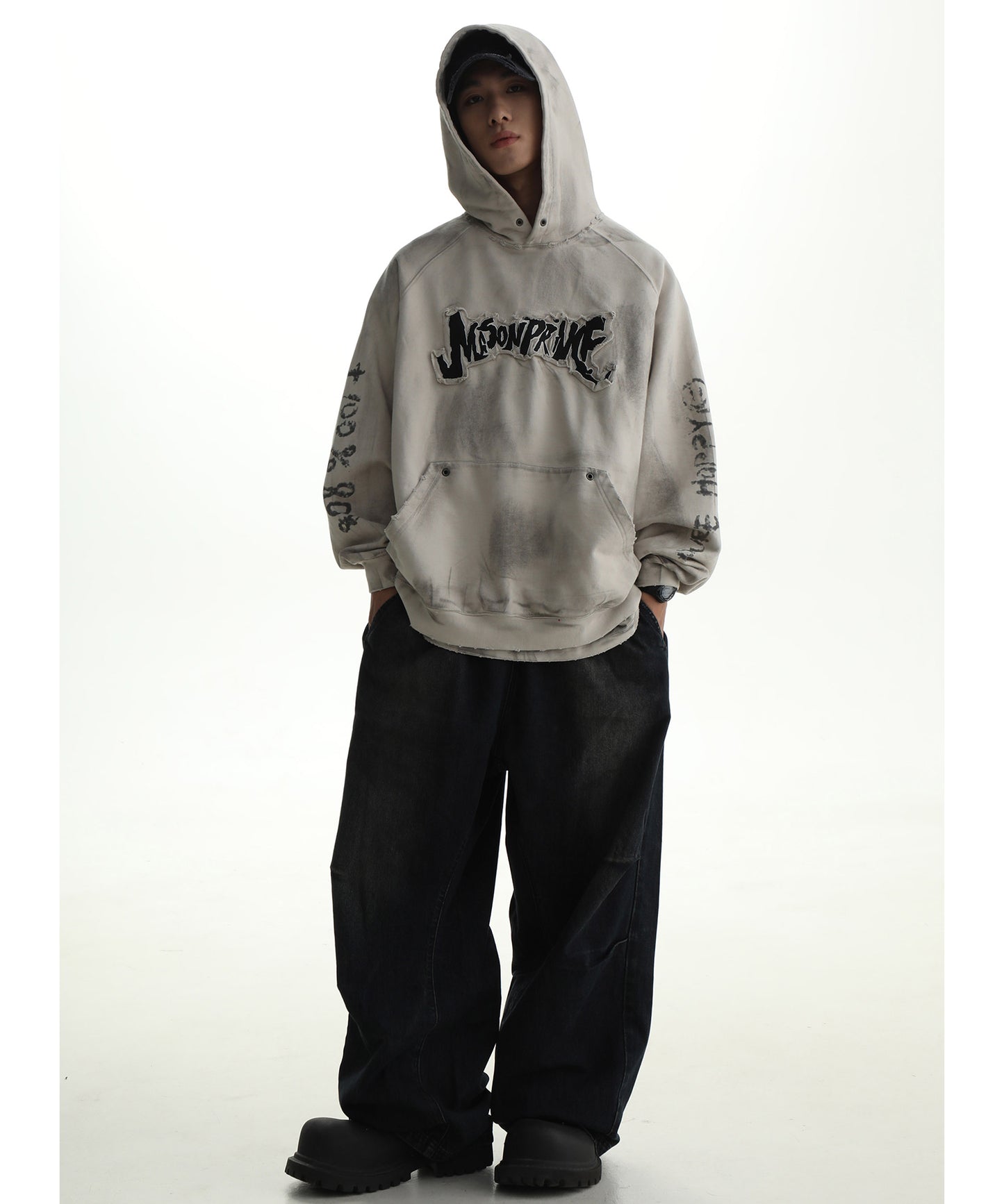 Oversized patch logo heavy ounce hoodie WY6224