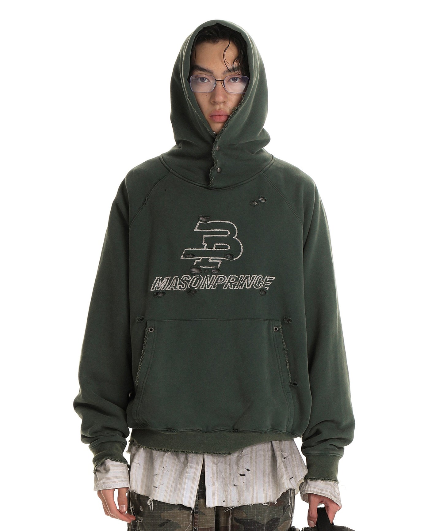 【SALE 50%OFF_特別価格適用※カートに入れるとセール価格が適用されます※】ダメージ加工 フロントロゴ パーカー WY6375【MASONPRINCE】