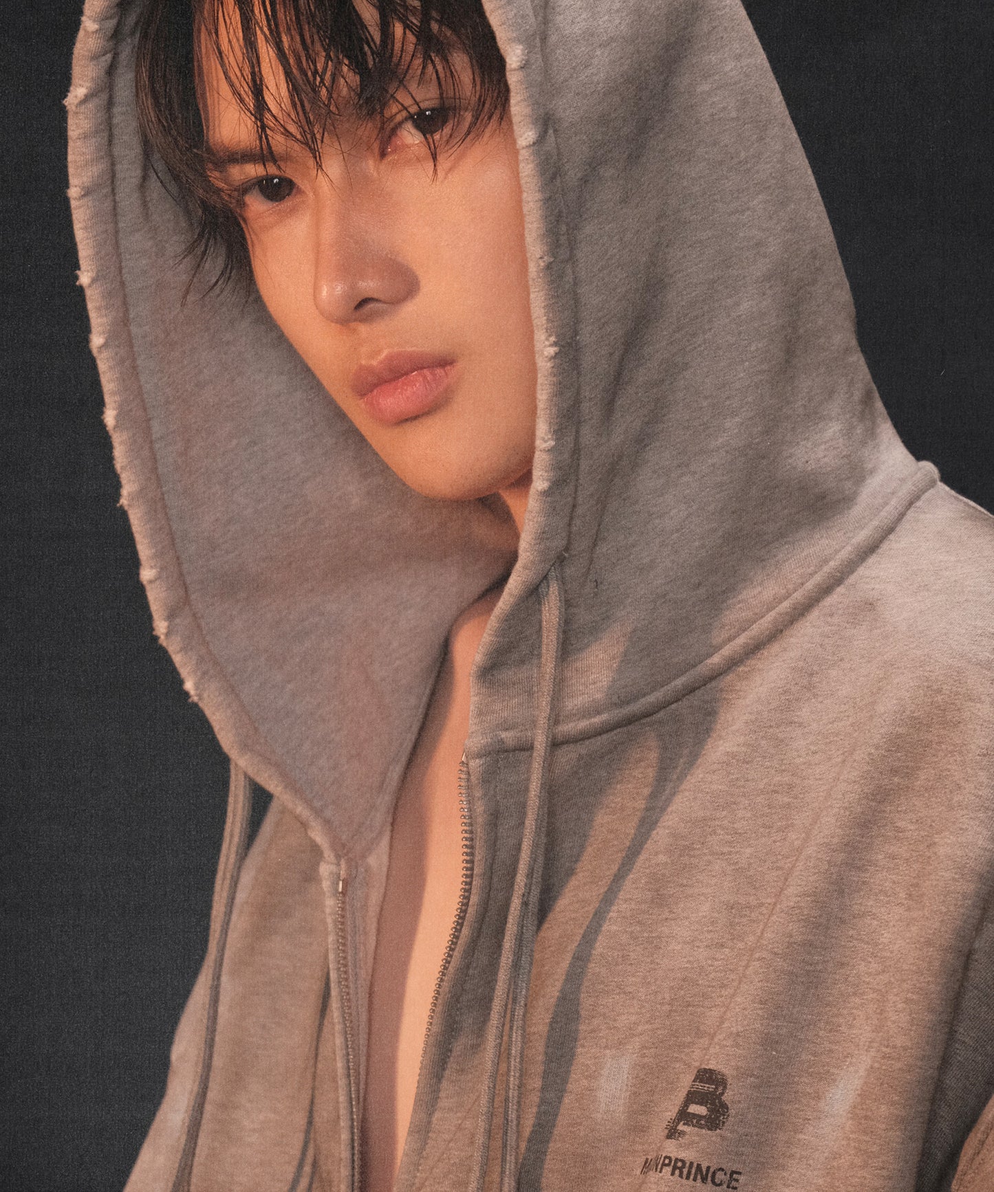 Oversized Painted Zip Hoodie WY6384