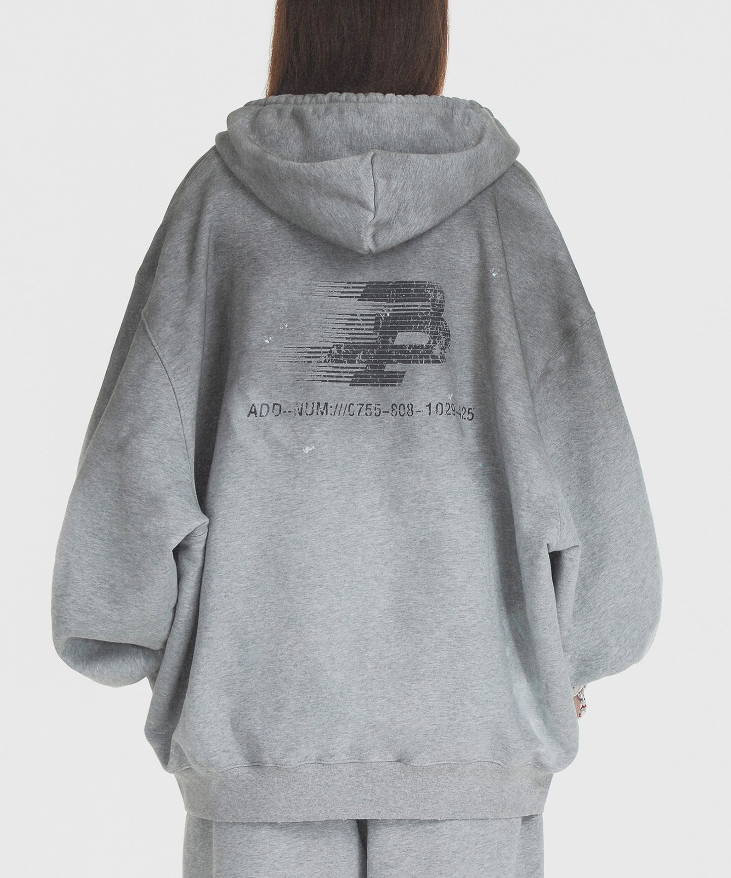Oversized Painted Zip Hoodie WY6384