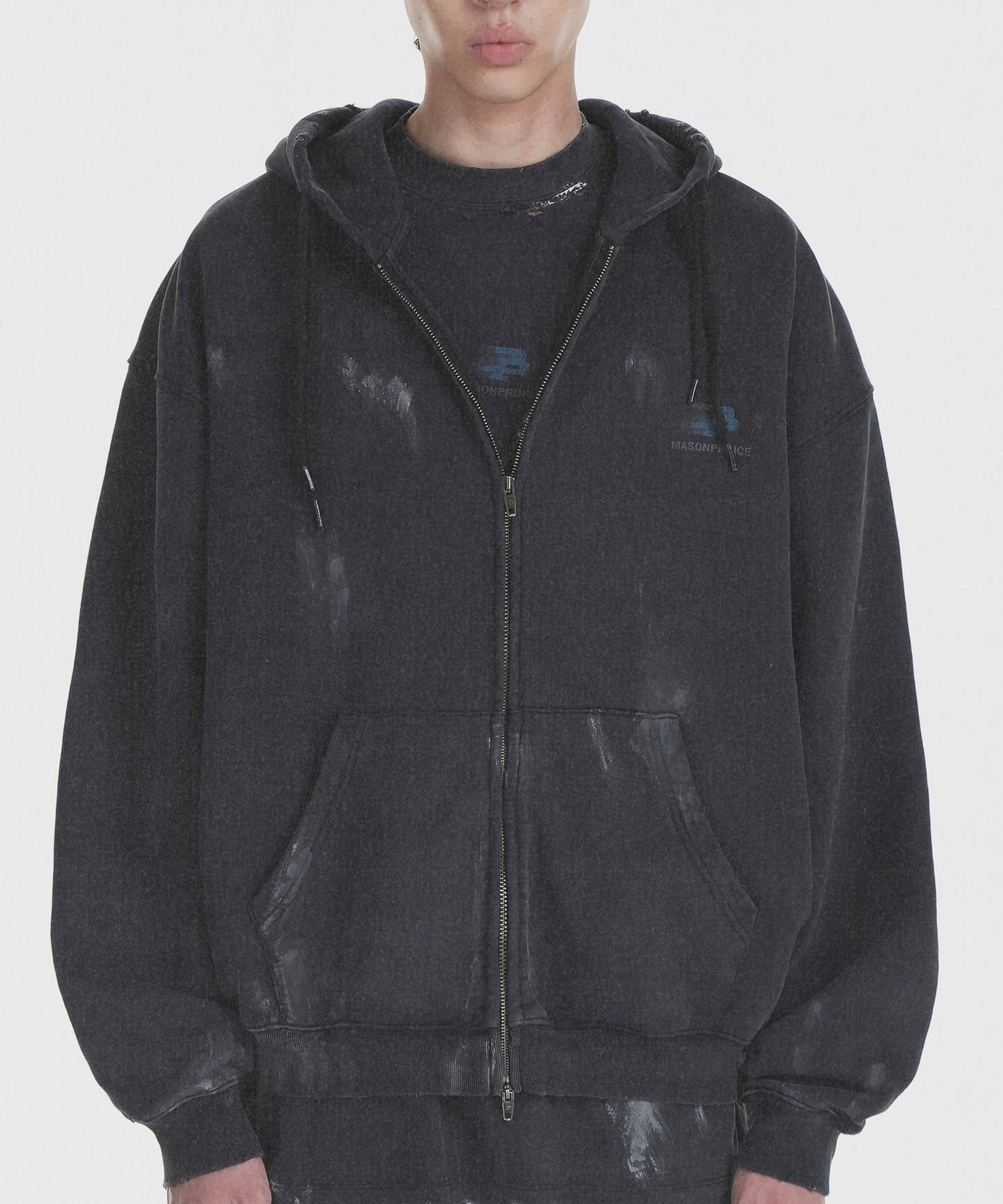 Oversized Painted Zip Hoodie WY6384
