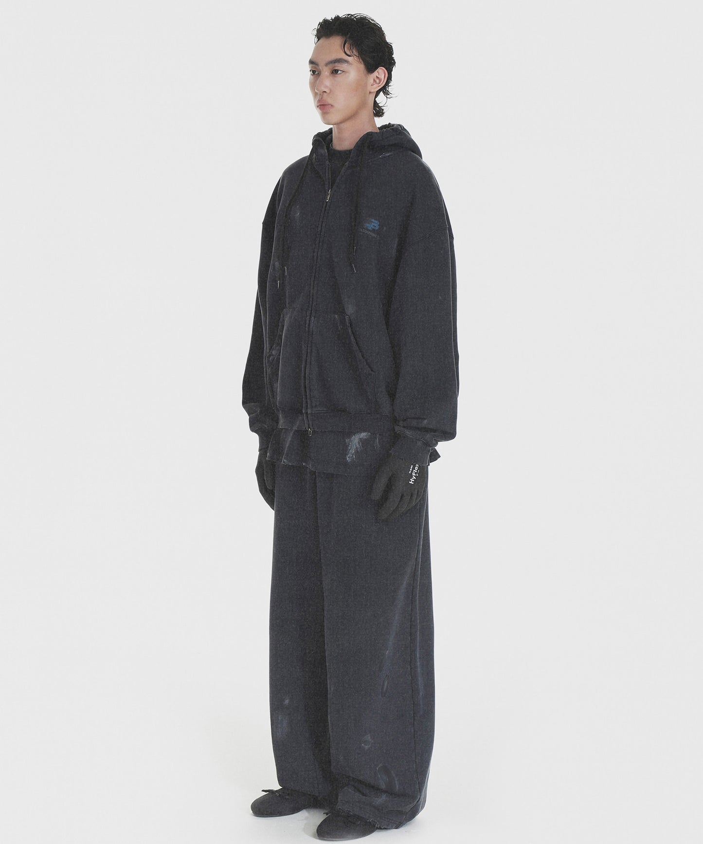 Oversized Painted Zip Hoodie WY6384
