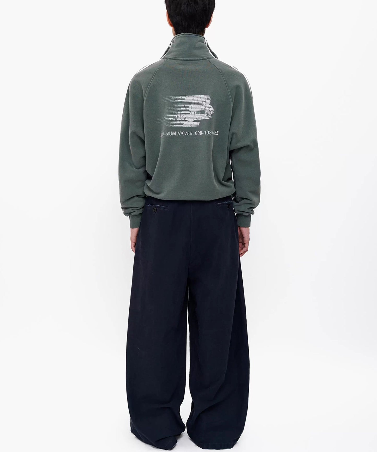 オーバーサイズ ハーフZIP ライン柄 スウェット WY6411【MASONPRINCE】【2025AW】