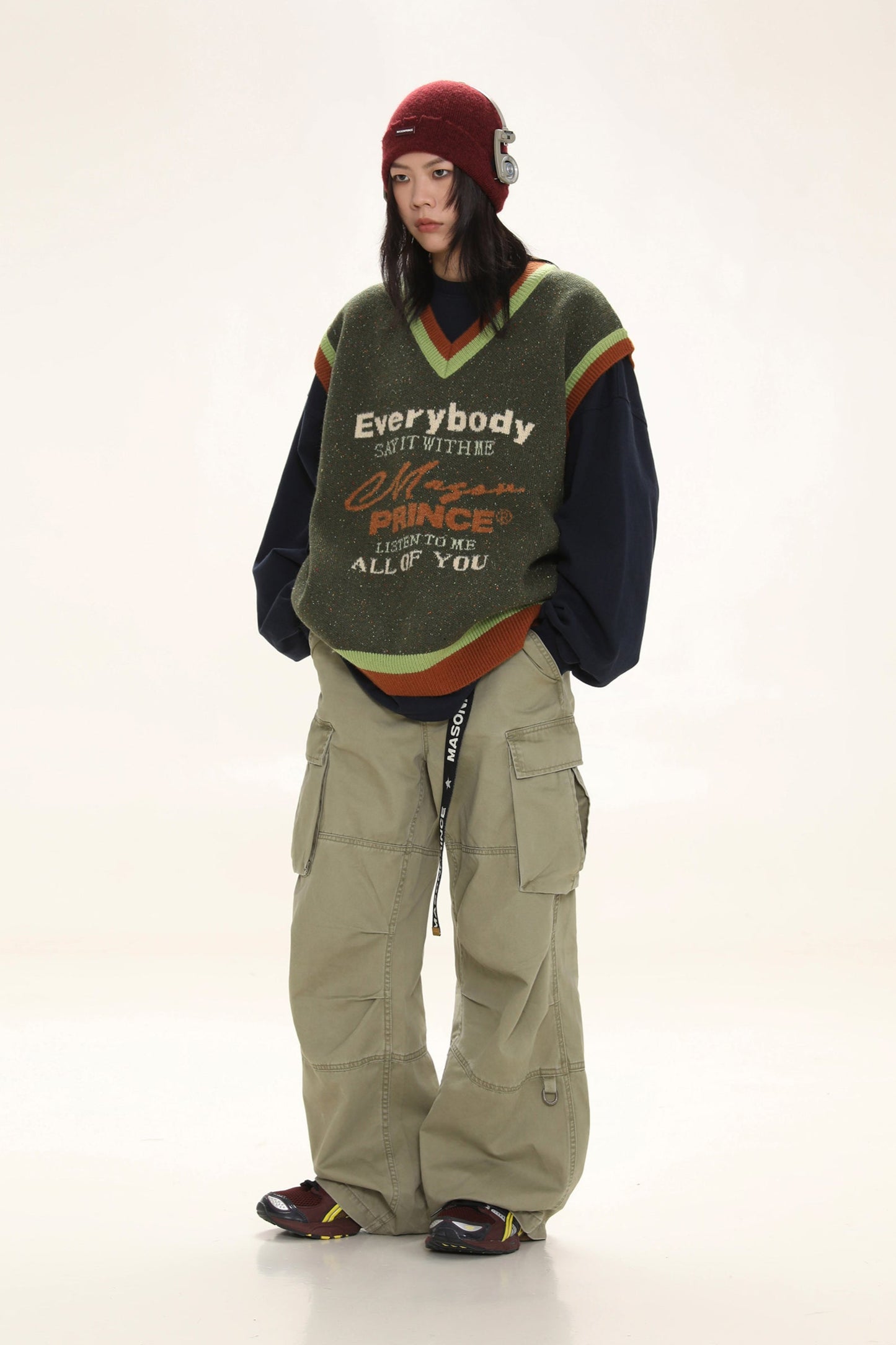 3-color cotton wide cargo pants XXK4140