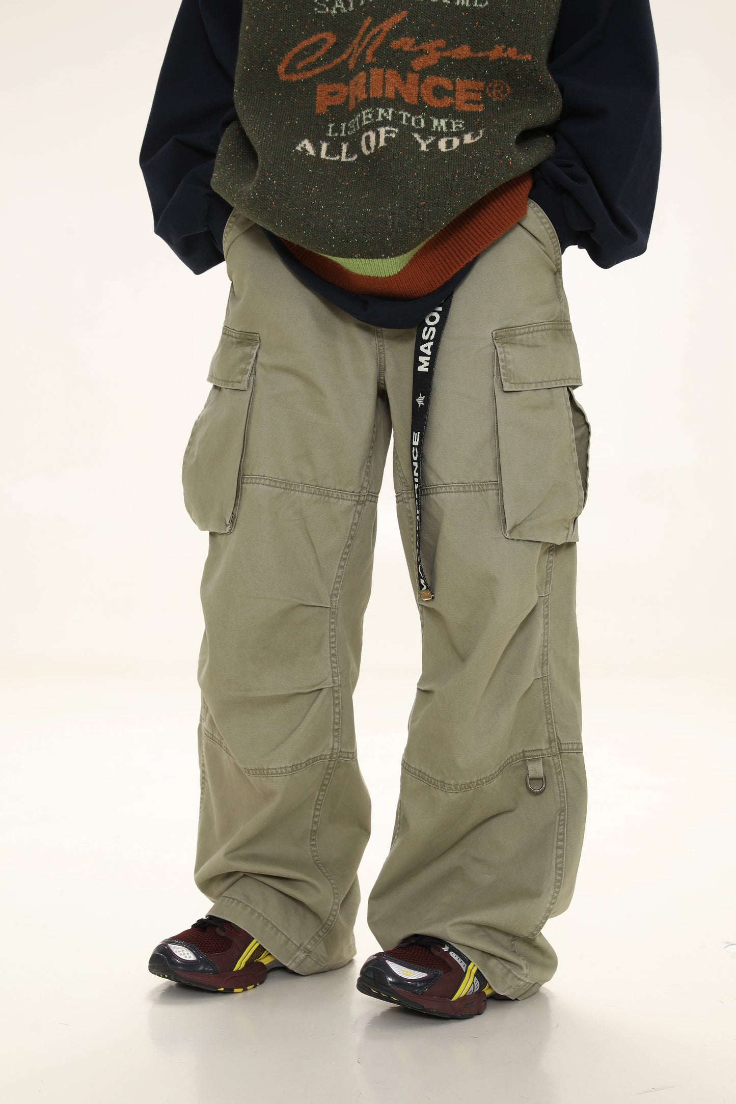 3-color cotton wide cargo pants XXK4140