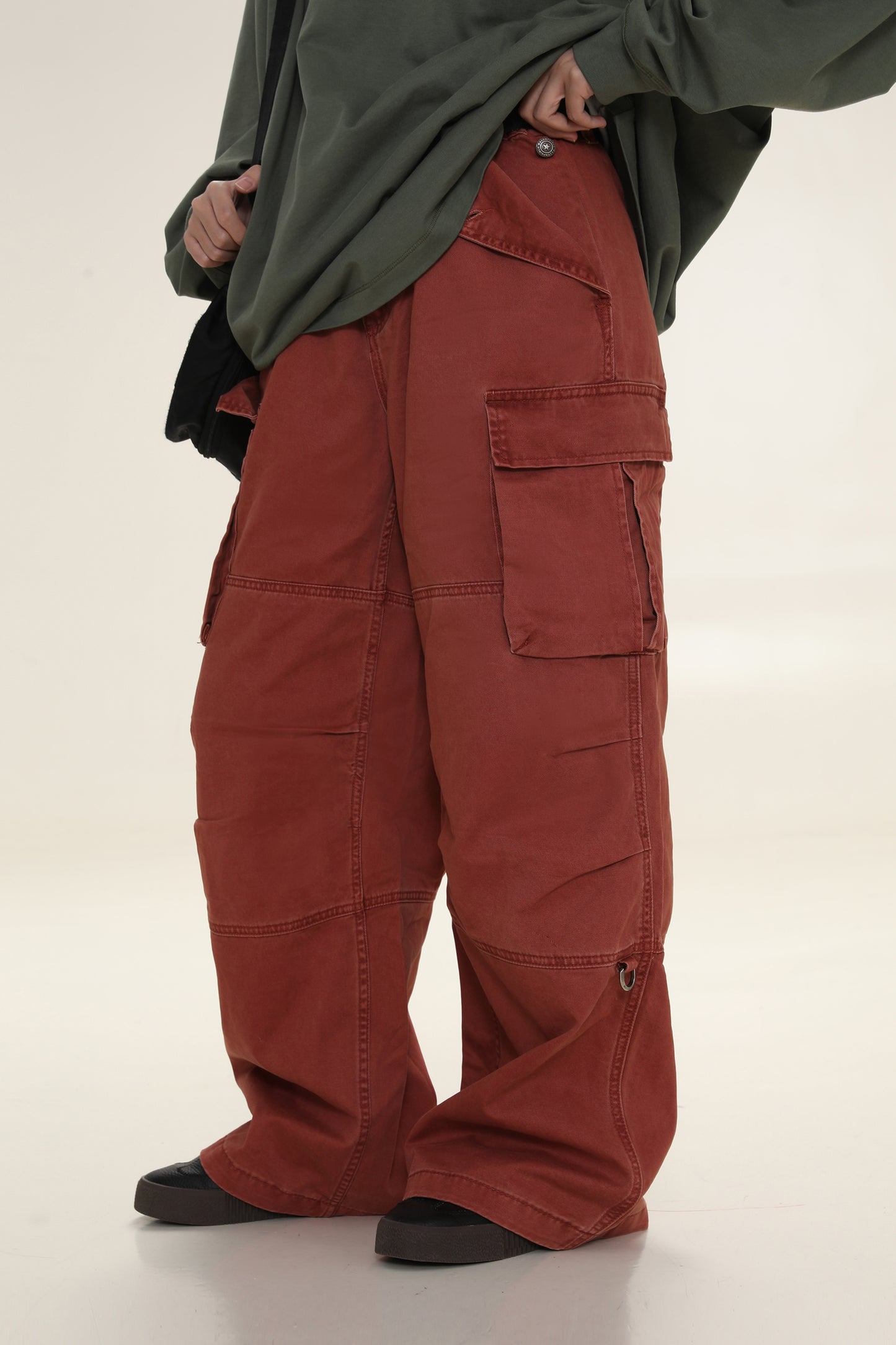 3-color cotton wide cargo pants XXK4140