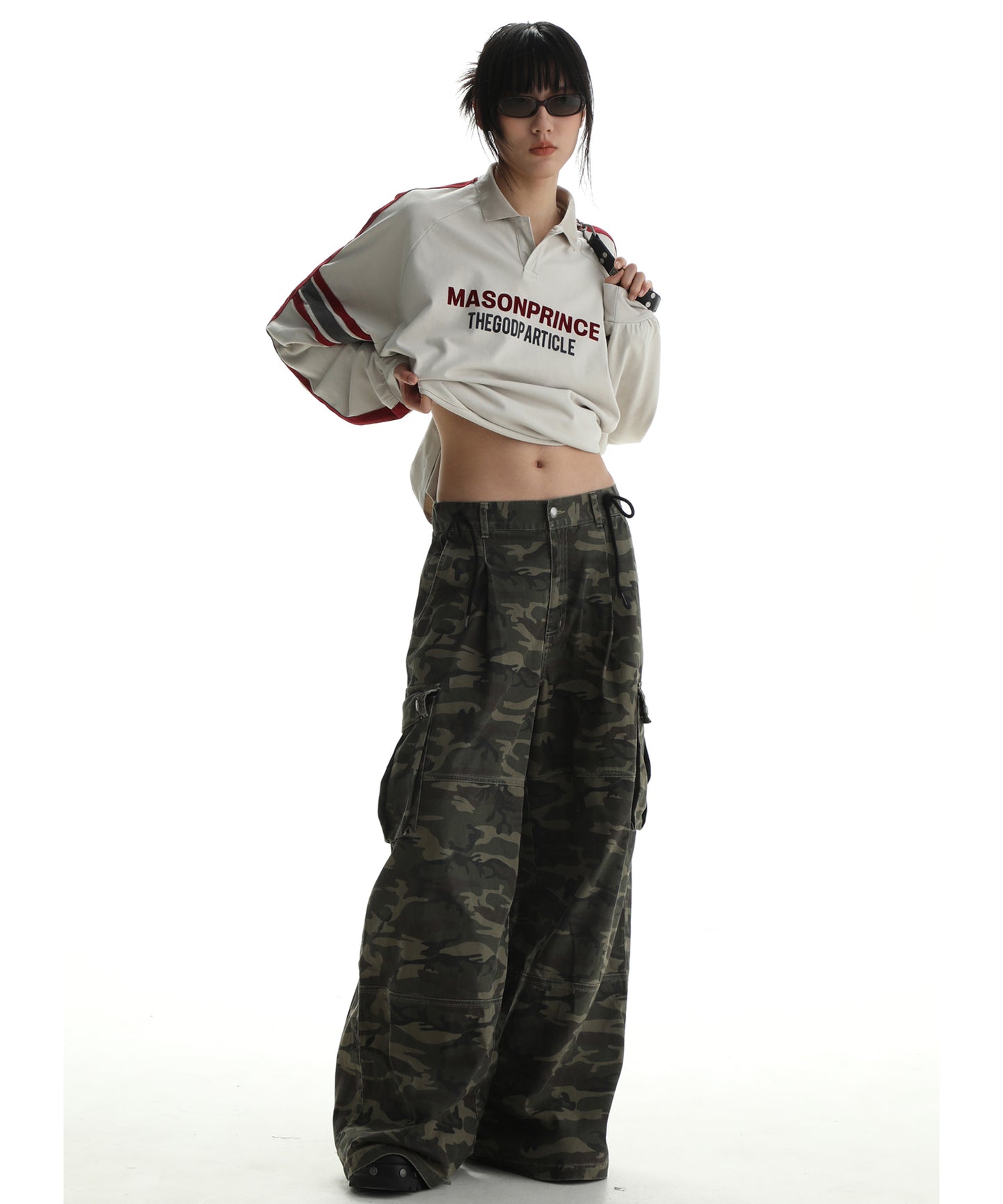 Wide silhouette camouflage military cargo pants XXK4206