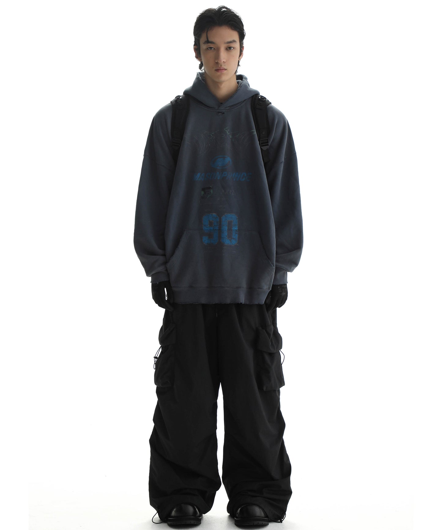 Wide silhouette elastic waist nylon cargo pants XXK4227