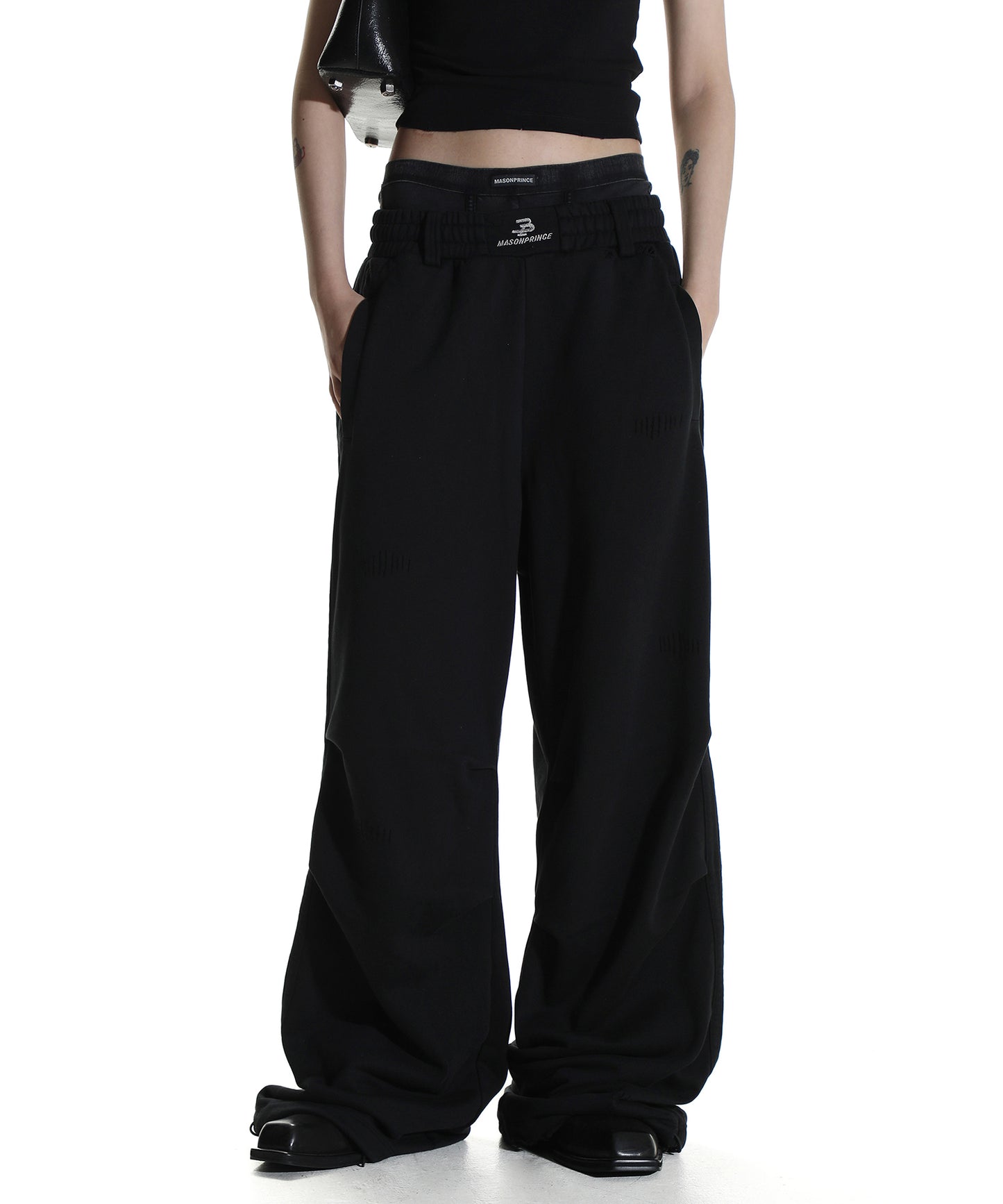 Loose fit dirty elastic waist sweatpants XXK4254